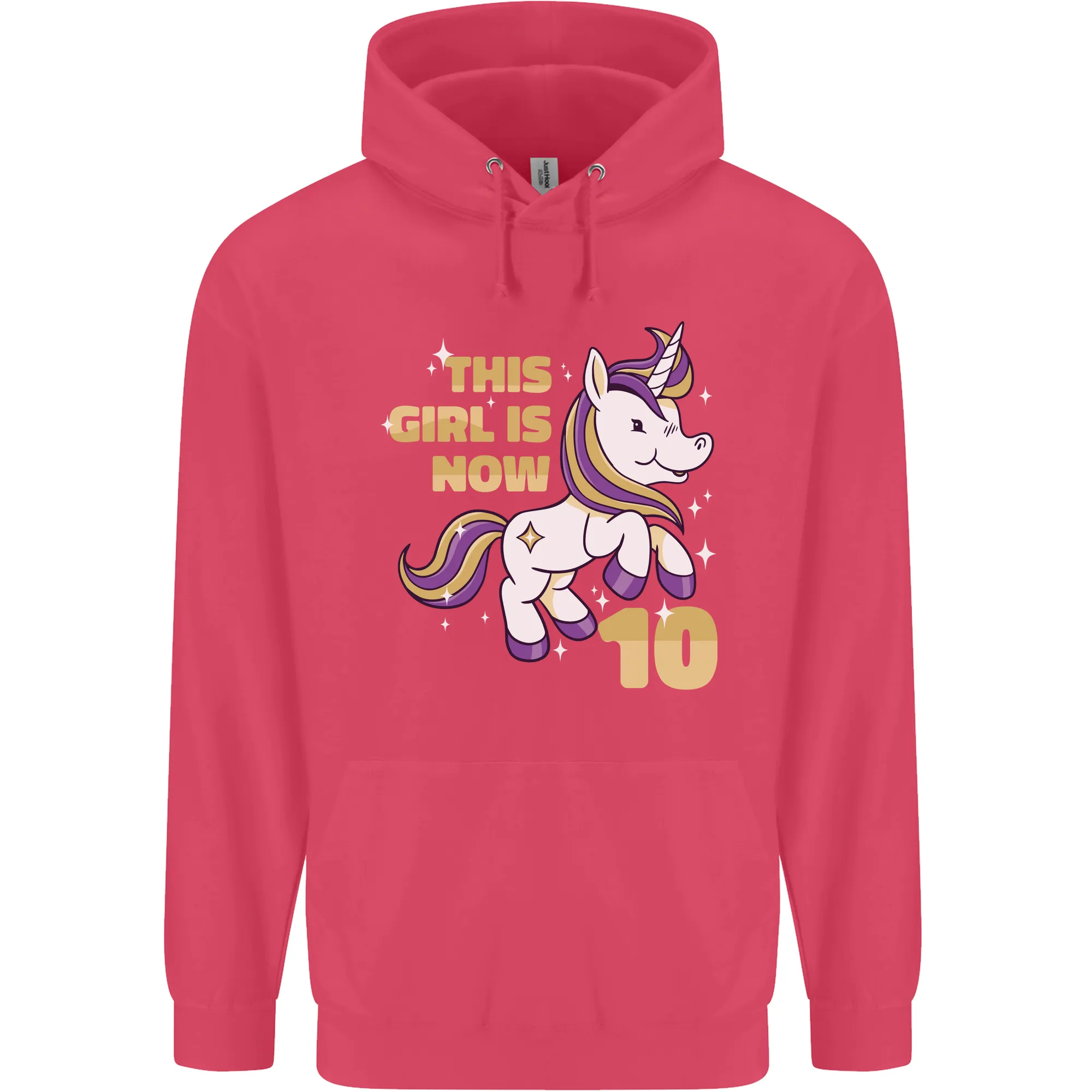 10 Year Old Birthday Girl Magical Unicorn 10th Childrens Kids Hoodie