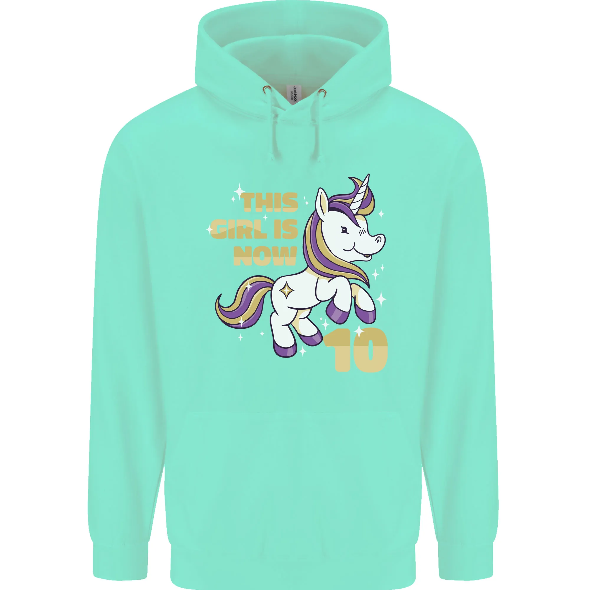 10 Year Old Birthday Girl Magical Unicorn 10th Childrens Kids Hoodie