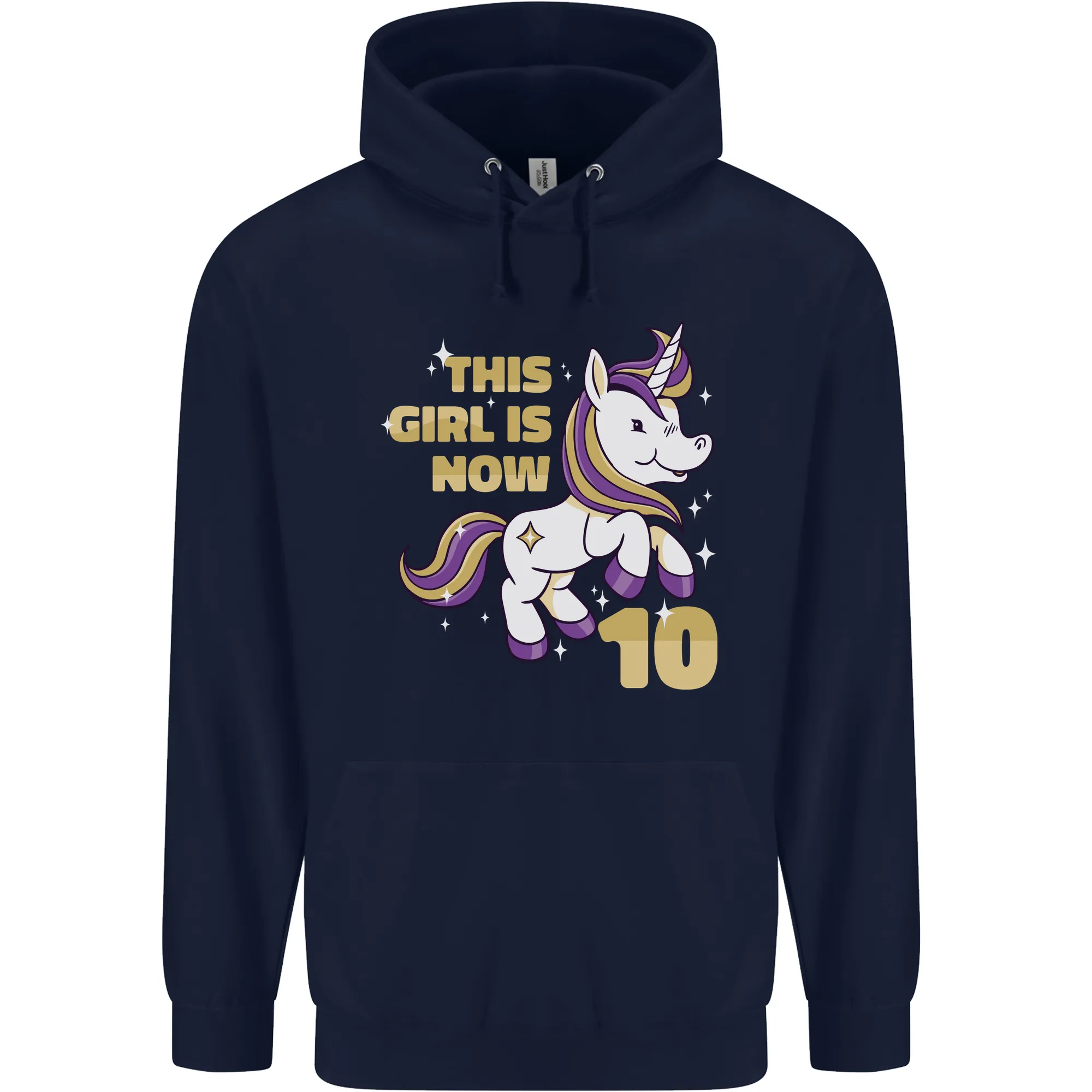 10 Year Old Birthday Girl Magical Unicorn 10th Childrens Kids Hoodie