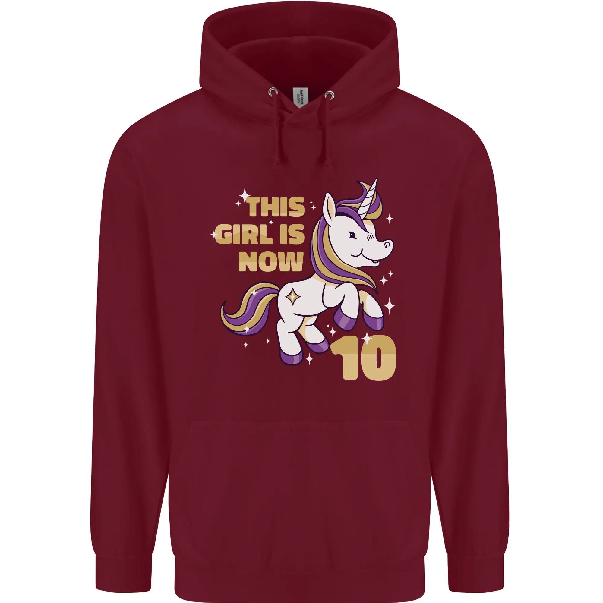 10 Year Old Birthday Girl Magical Unicorn 10th Childrens Kids Hoodie