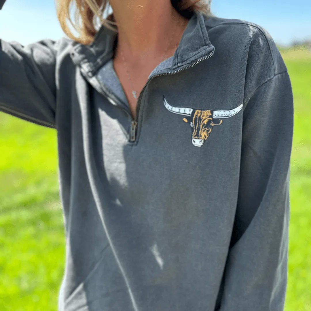 AFC Longhorn Washed Charcoal 1/4 Zip