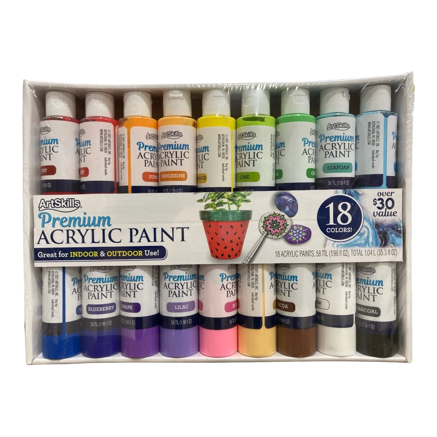 ArtSkills Premium Indoor and Outdoor Acrylic Paint Set, 18-Pack