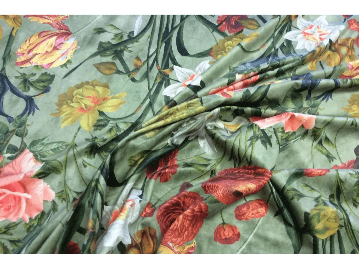 AUTUMN FLORAL Pattern Upholstery / Furnishing  velvet - 140  cms - 330 gsm