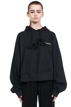 Black Embroidery Cropped Hoodie