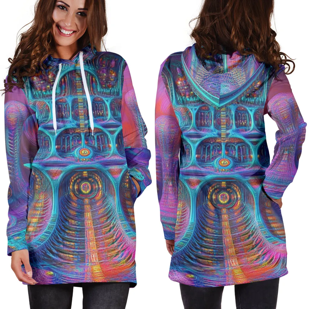 BLURRED VISIONS HOODIE DRESS | ACIDMATH AI