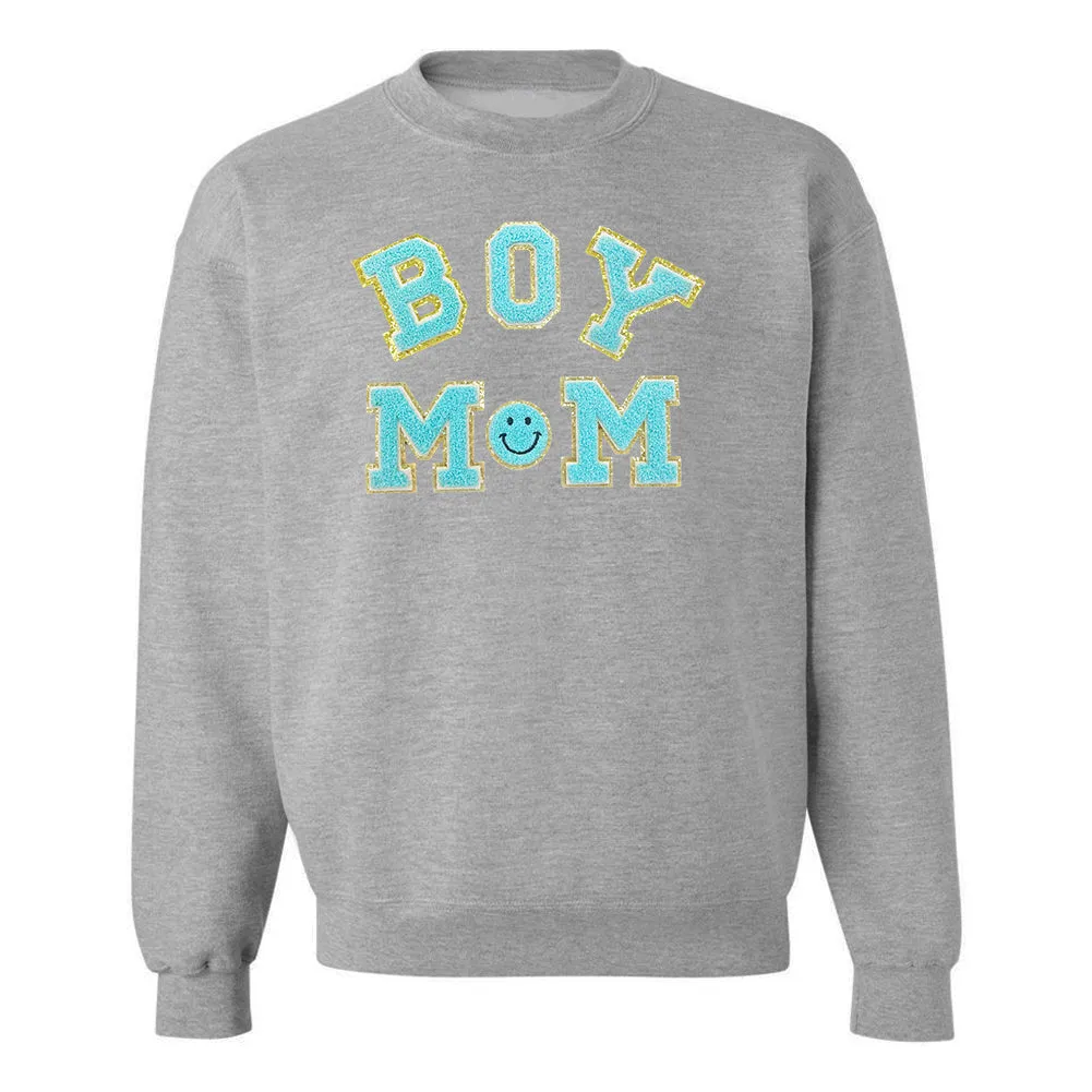 Boy Mom Letter Patch Sweatshirt