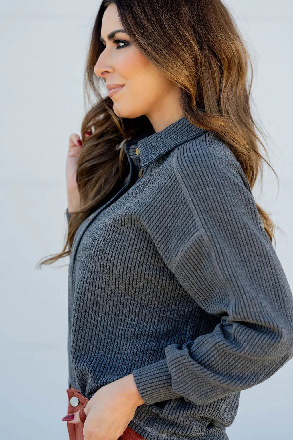 Braided Button Accented Pullover