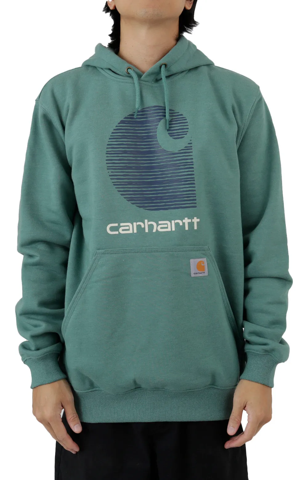 Carhartt Water-Resistant Midweight Hoodie with Logo - Slate Green Heath