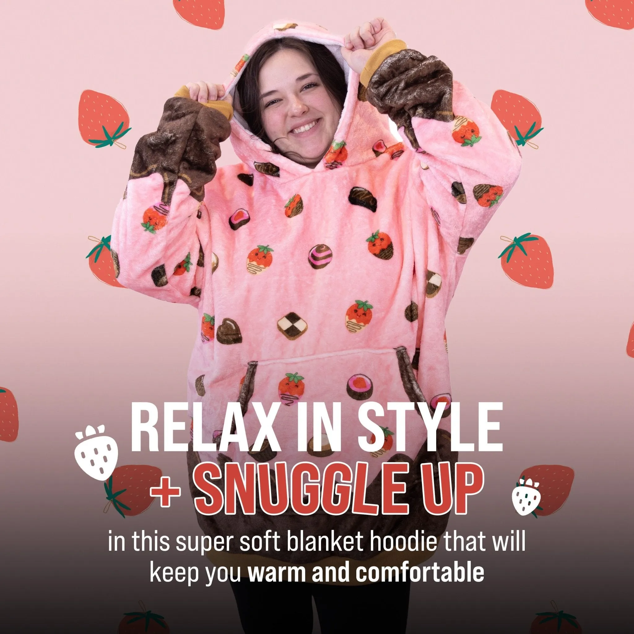 Chocolate Strawberry Snugible | Blanket Hoodie & Pillow