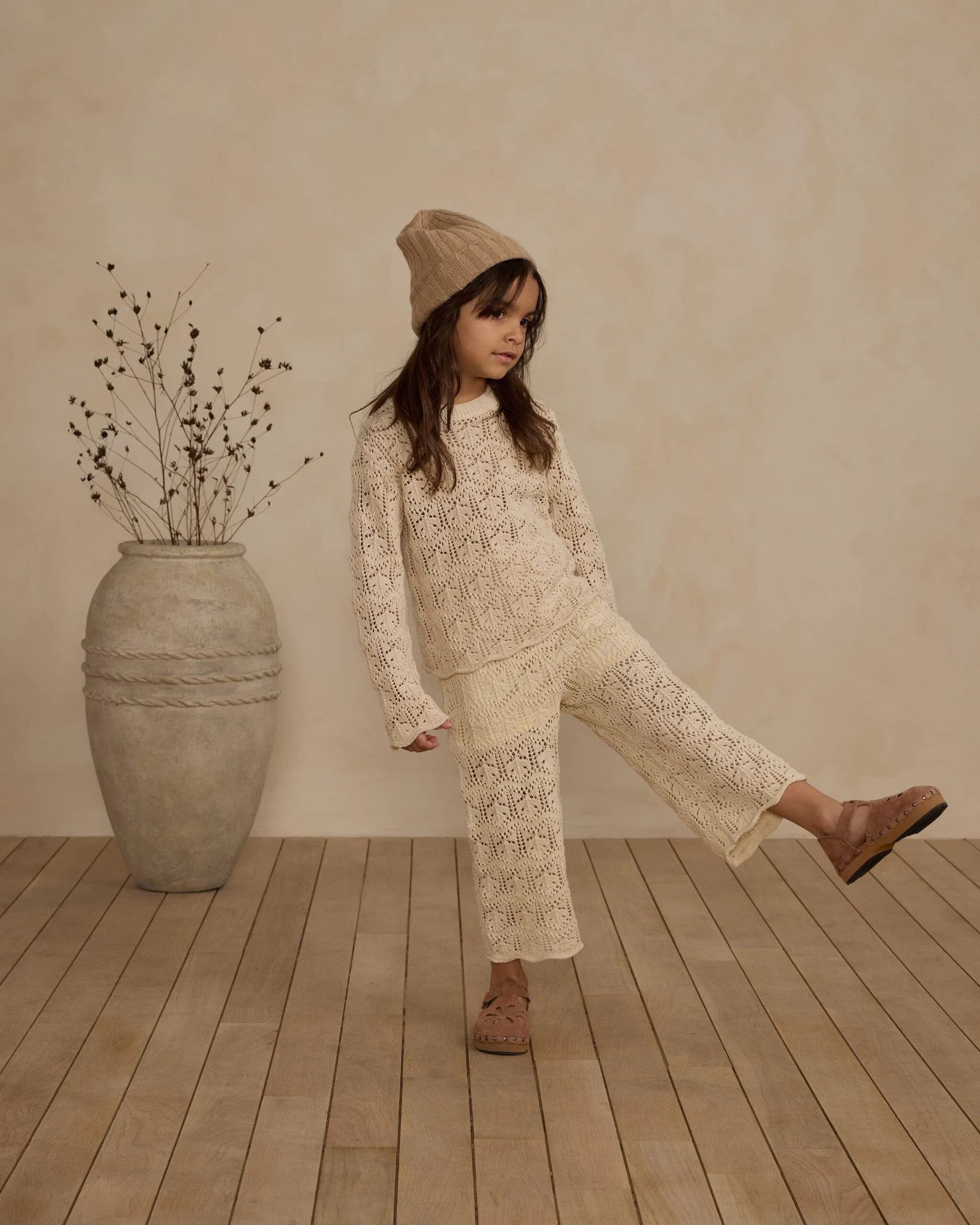 Crochet Knit Pullover | Natural