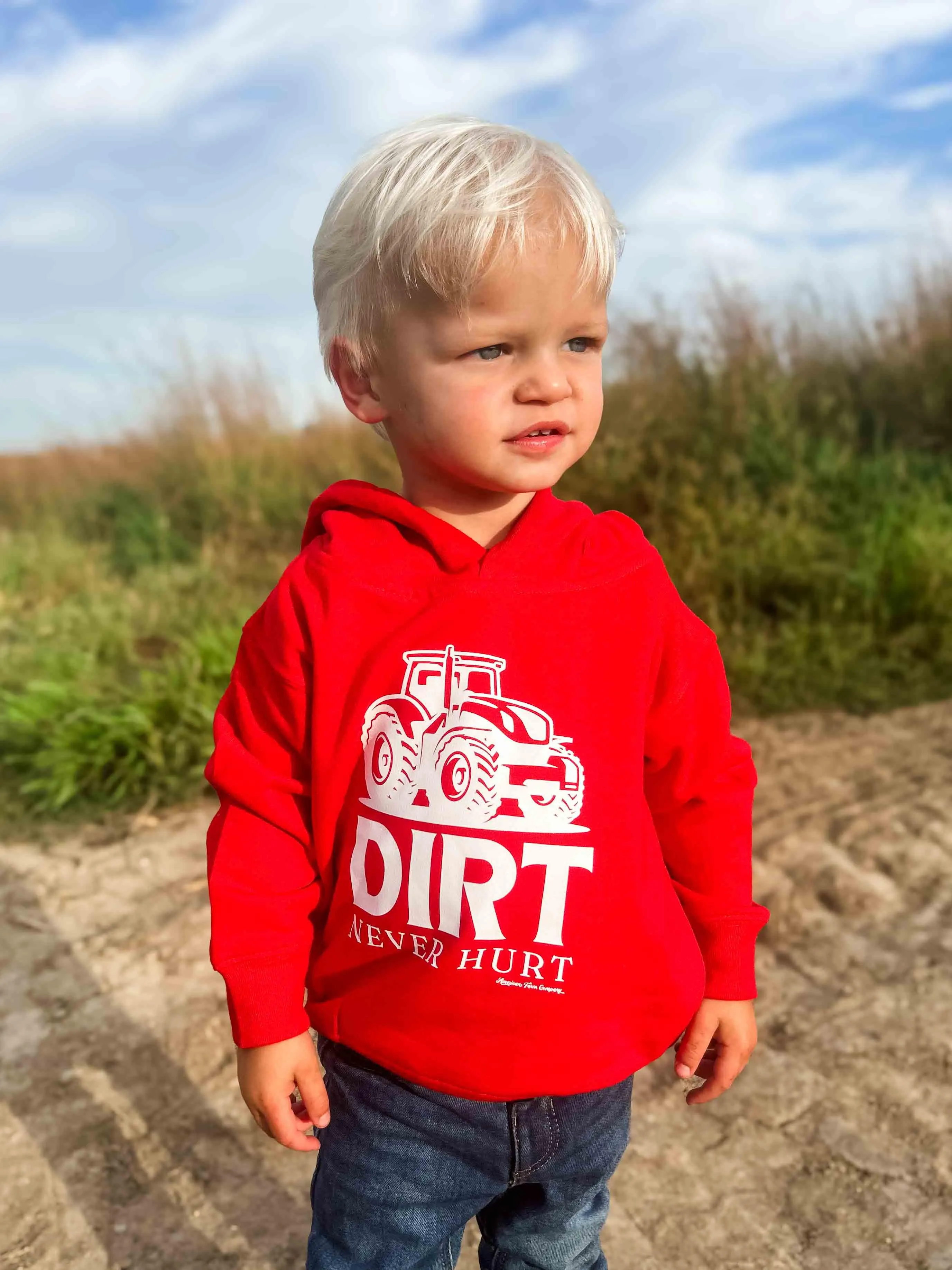 Dirt Never Hurt Red Toddler/Youth Hoodie