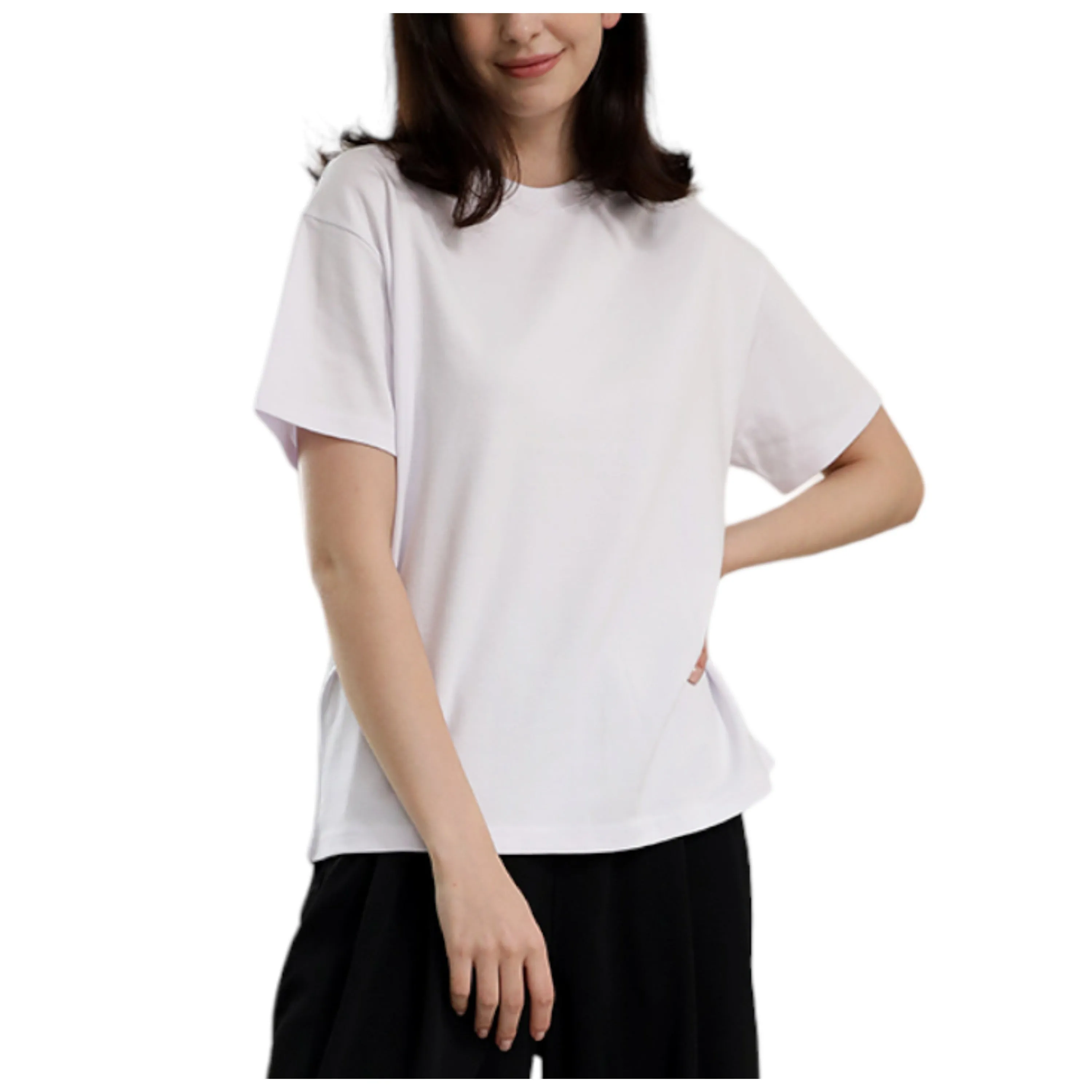 EDUARDO 2 Pack Women's Crew T-Shirt, Cotton Modal, Semi Over Fit, Short Sleeves Multipack.