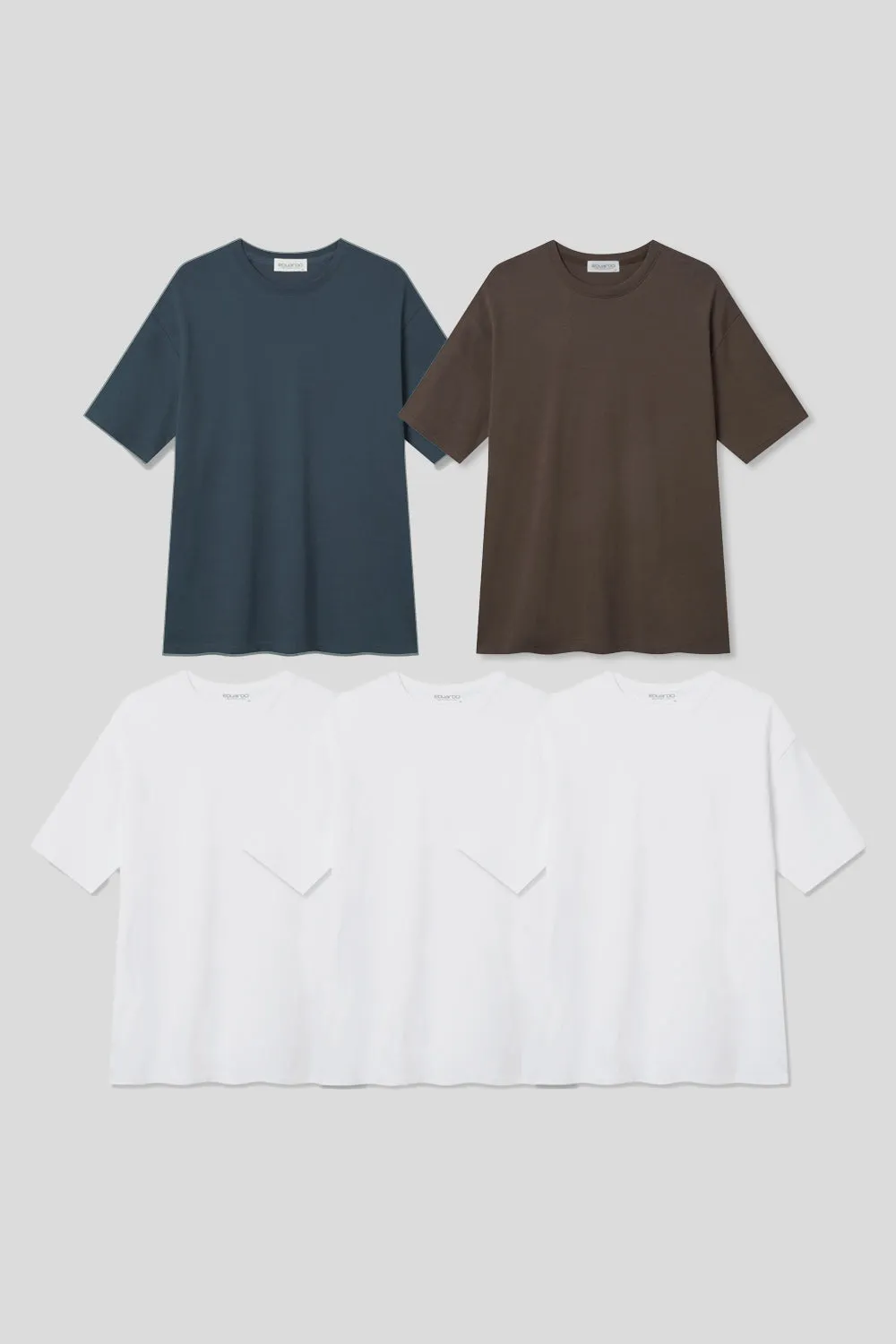 EDUARDO Men relaxed semi-overfit short-sleeved t-shirt, 5pack Second Collection.