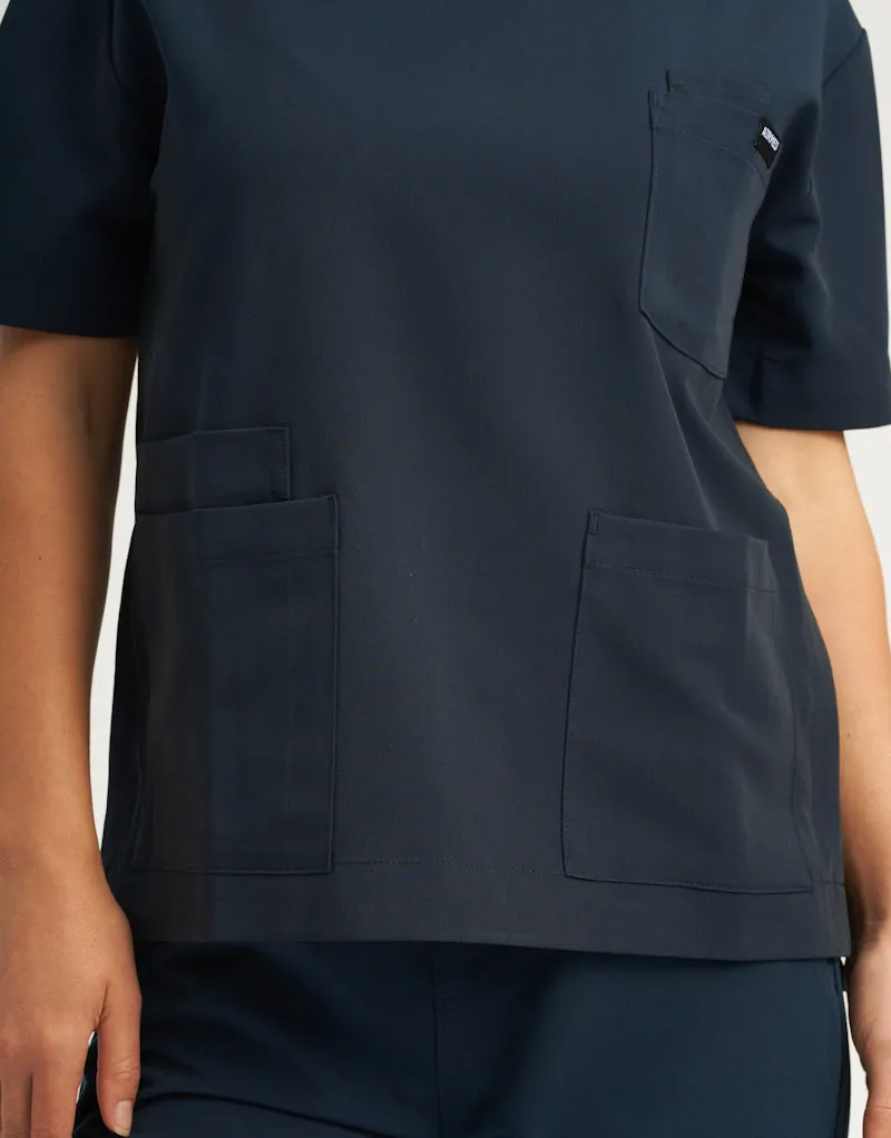 Essential Crewneck Scrub Top - Midnight Navy