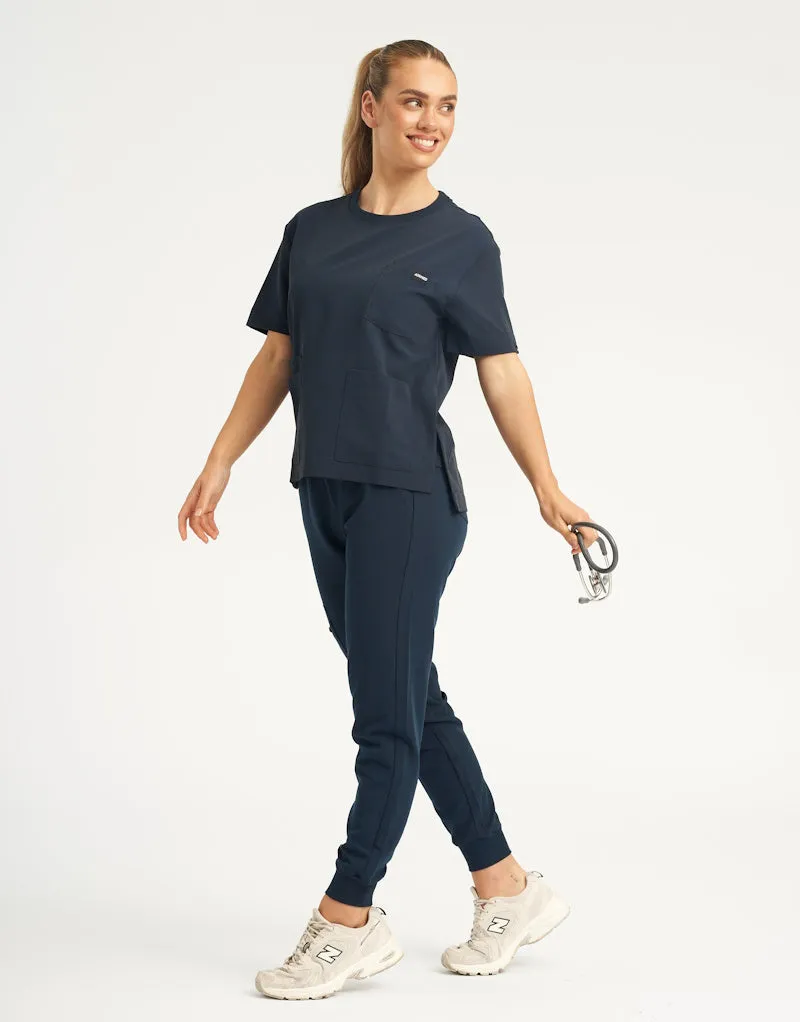 Essential Crewneck Scrub Top - Midnight Navy