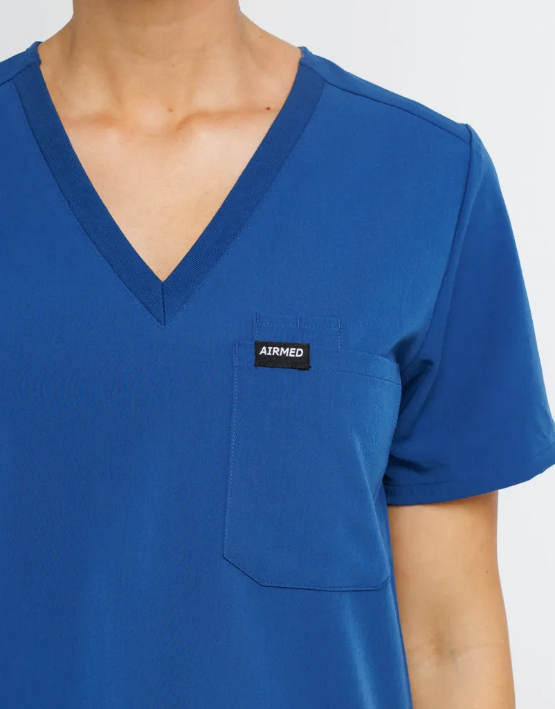 Essential One Pocket V Neck Scrub Top - Royal Blue