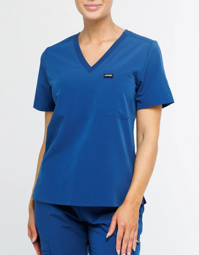 Essential One Pocket V Neck Scrub Top - Royal Blue