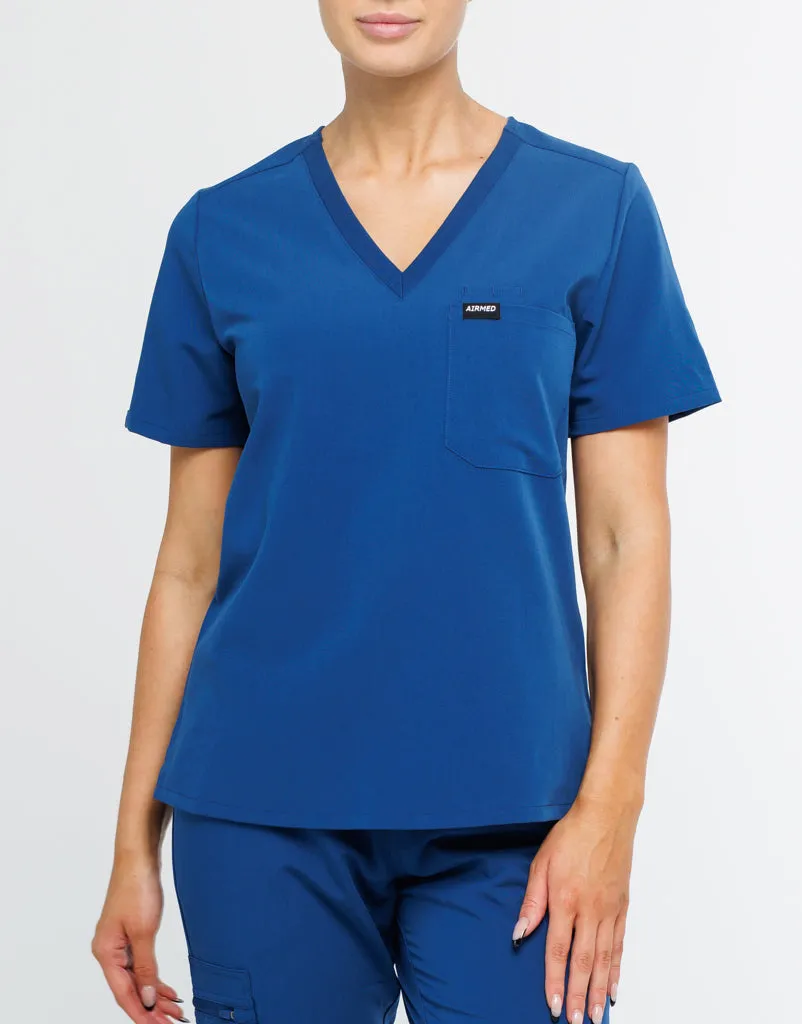 Essential One Pocket V Neck Scrub Top - Royal Blue