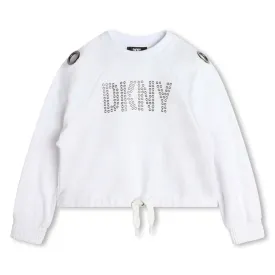 Girls White Eyelet Sweatshirt