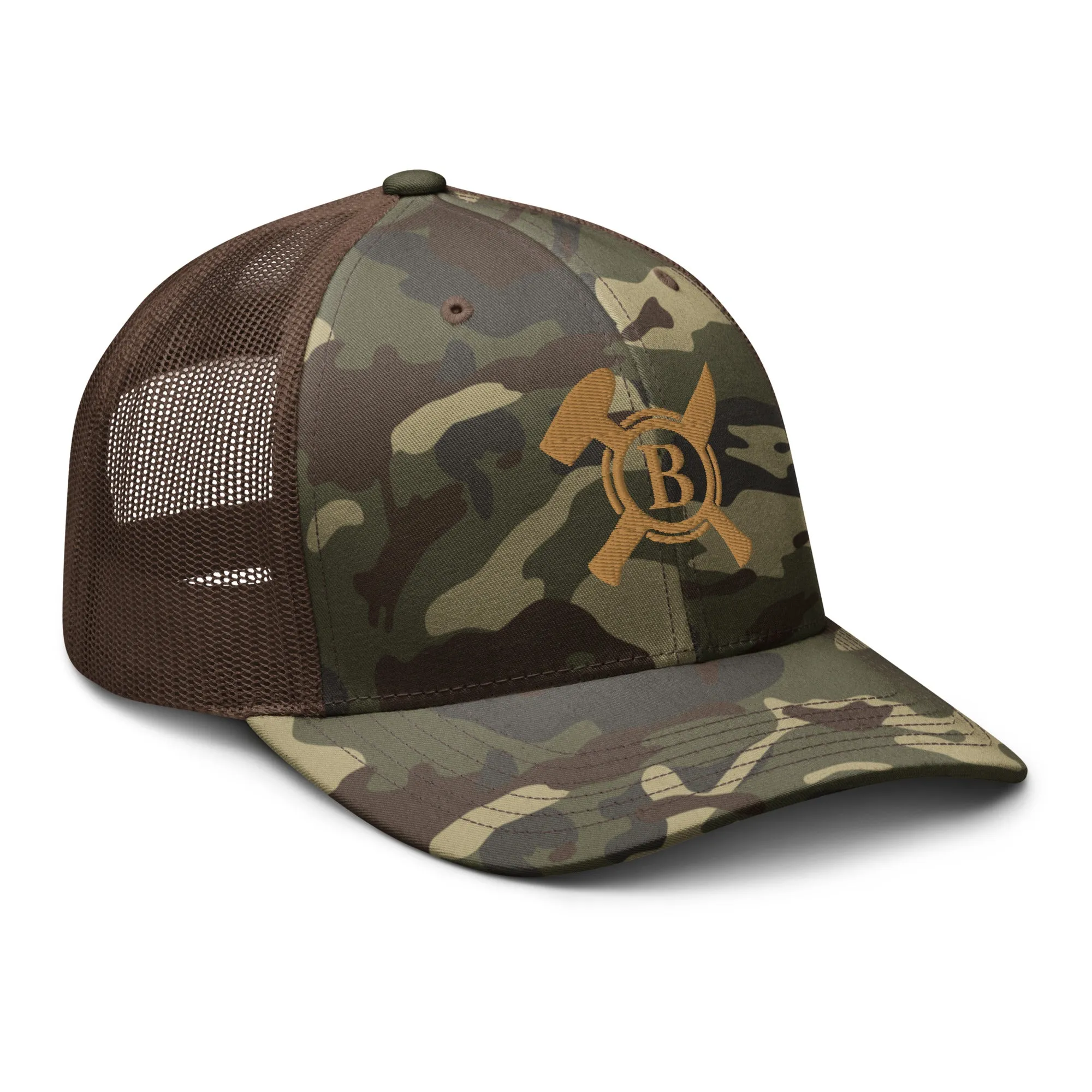 Gold and Camo Logo Trucker