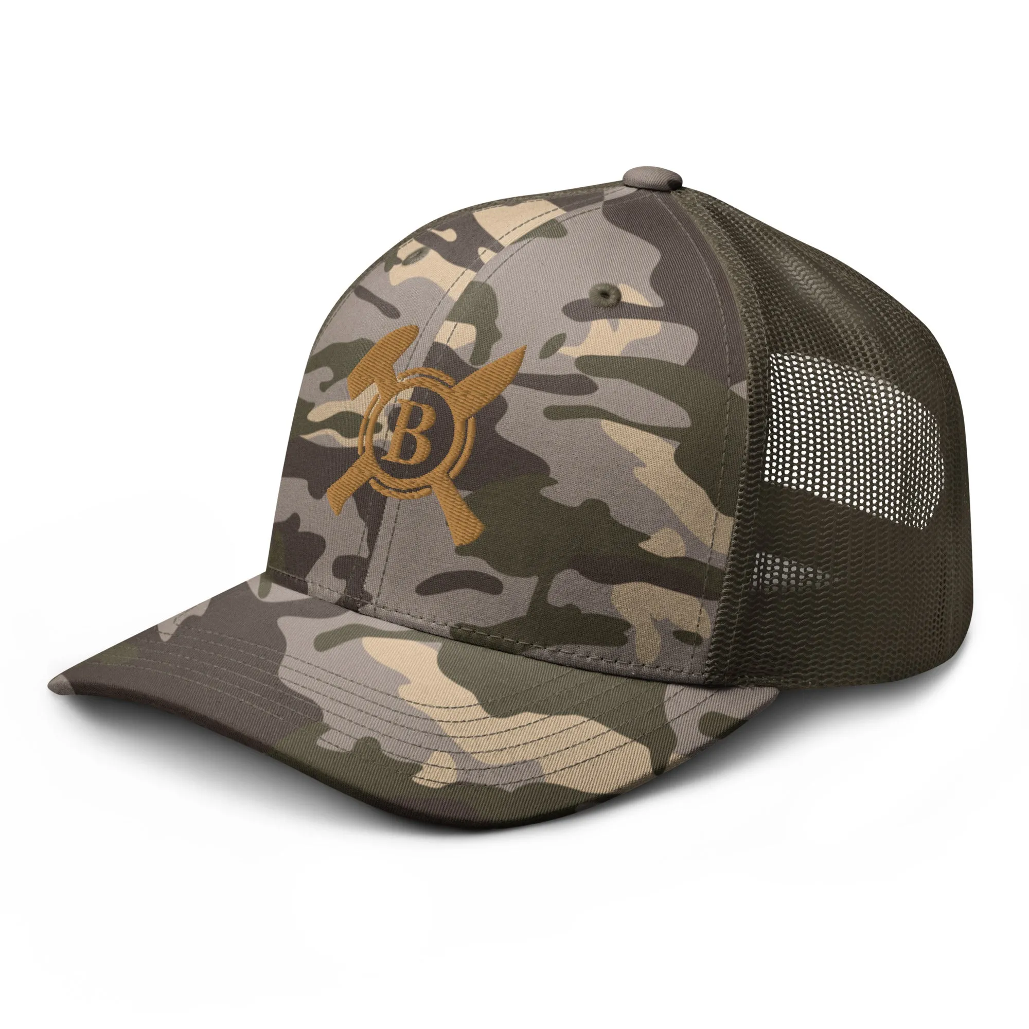 Gold and Camo Logo Trucker