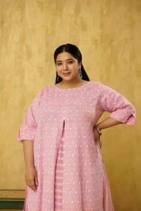 Gorgeous Pink Indo-western Dress in Jacquard Cotton