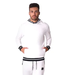 Kiwi Rib Stripes White Hoodie