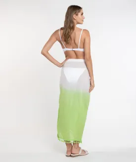 Lime Tie-Dye Sarong with Pom-Pom Edging