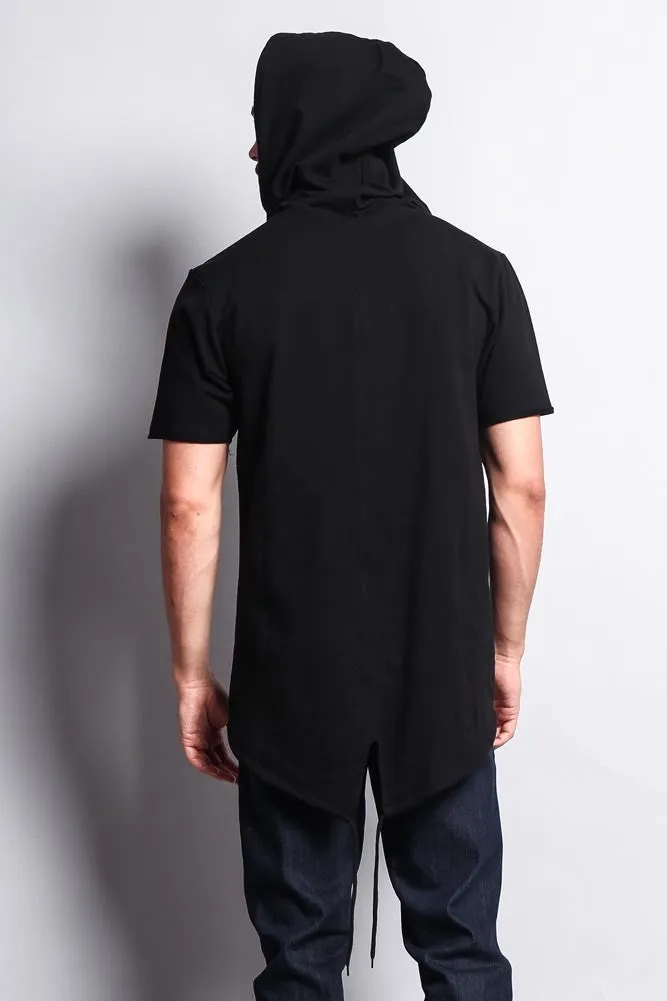 Long Length Short Sleeve Fishtail Pullover Hoodie