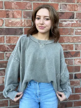 Long Sleeve Mineral Wash Sweatshirt