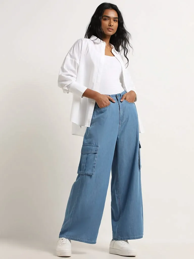 LOV Light Blue Relaxed Fit Mid Rise Jeans