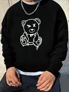 Manfinity Dauomo Men'S Round Neck Sweatshirt With Bear Print