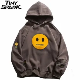 Men's Hoodie Sweatshirt with Zipper Pocket and Patches