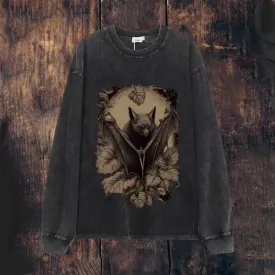 Mens Vintage Bat Print Gothic Sweatshirt