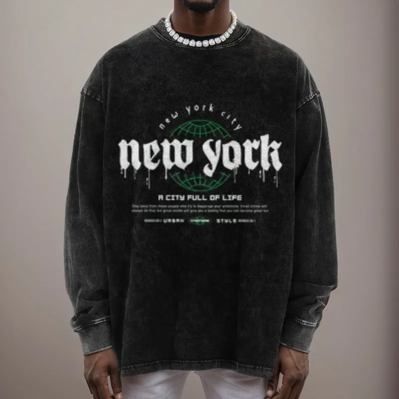 Mens Vintage New York City Print Sweatshirt