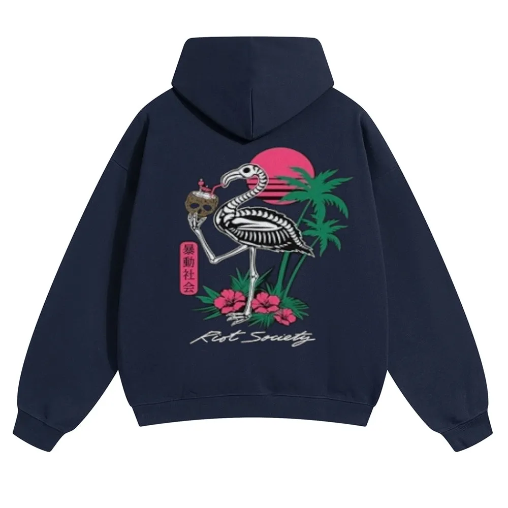 Mens Vintage Skeleton Crane Hoodies