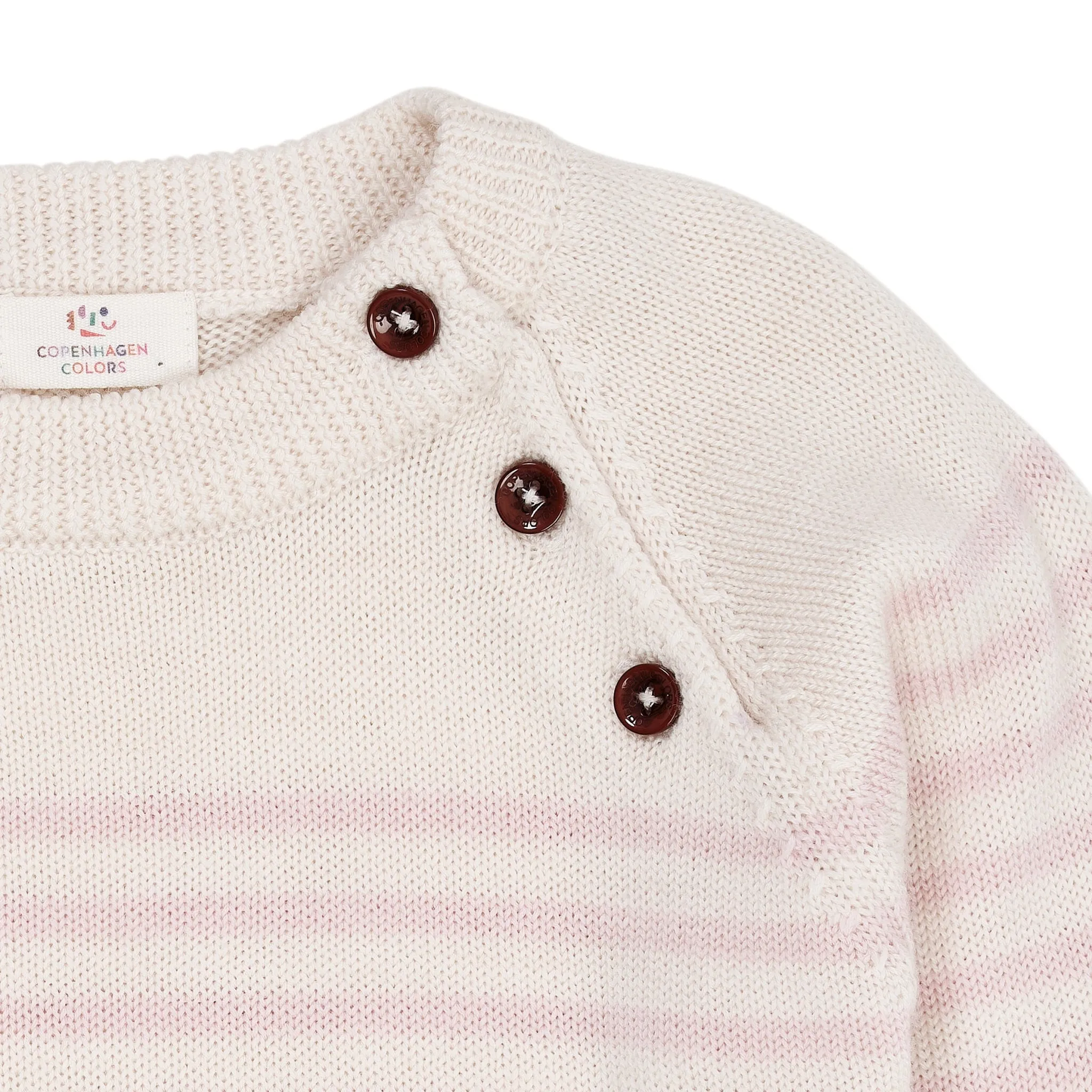 MERINO CLASSIC STRIPED PULLOVER - CREAM/DUSTY ROSE STRIPE