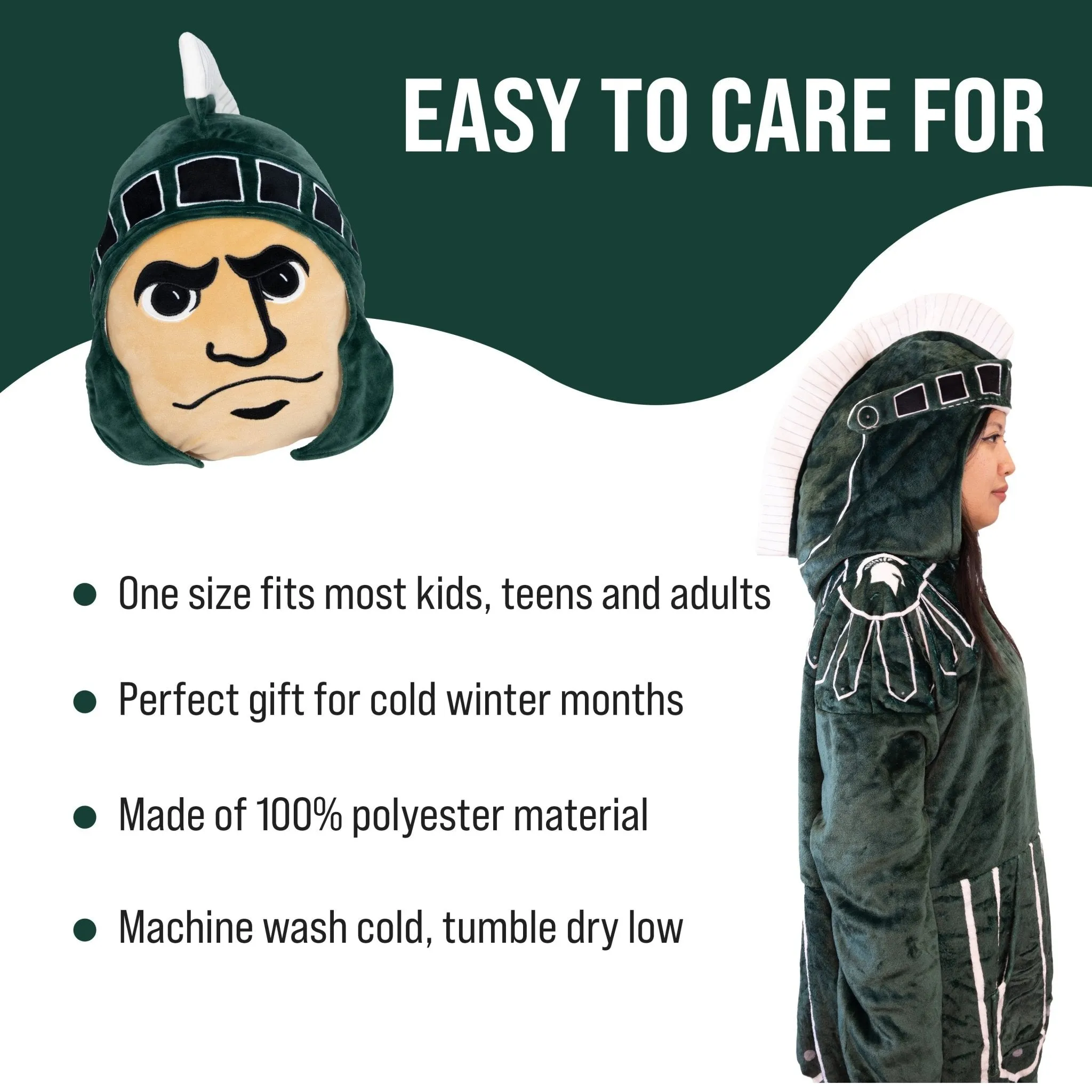 Michigan State University Sparty Snugible | Blanket Hoodie & Pillow