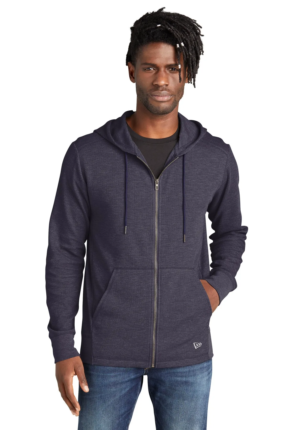 New Era Thermal Custom Zip Hoodies, True Navy Heather