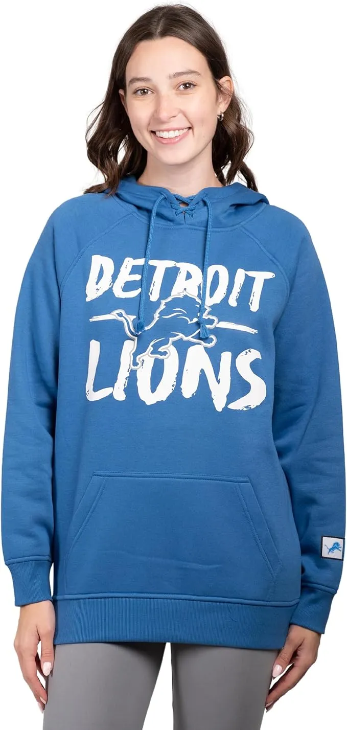 NFL Women's Official Super Soft Tie Neck Pullover Hoodie Sweatshirt|Detroit Lions