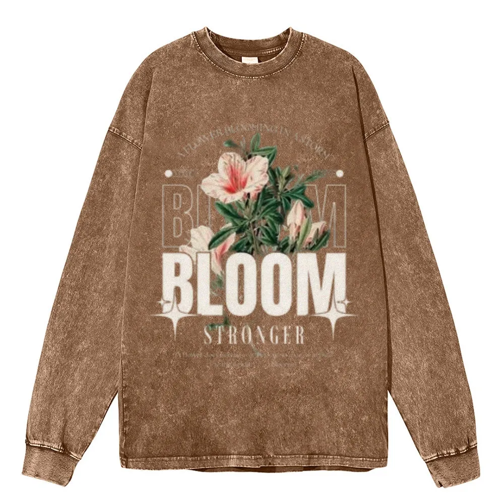 Oversized Vintage Washed Bloom Flower Graphic Sweatshirt