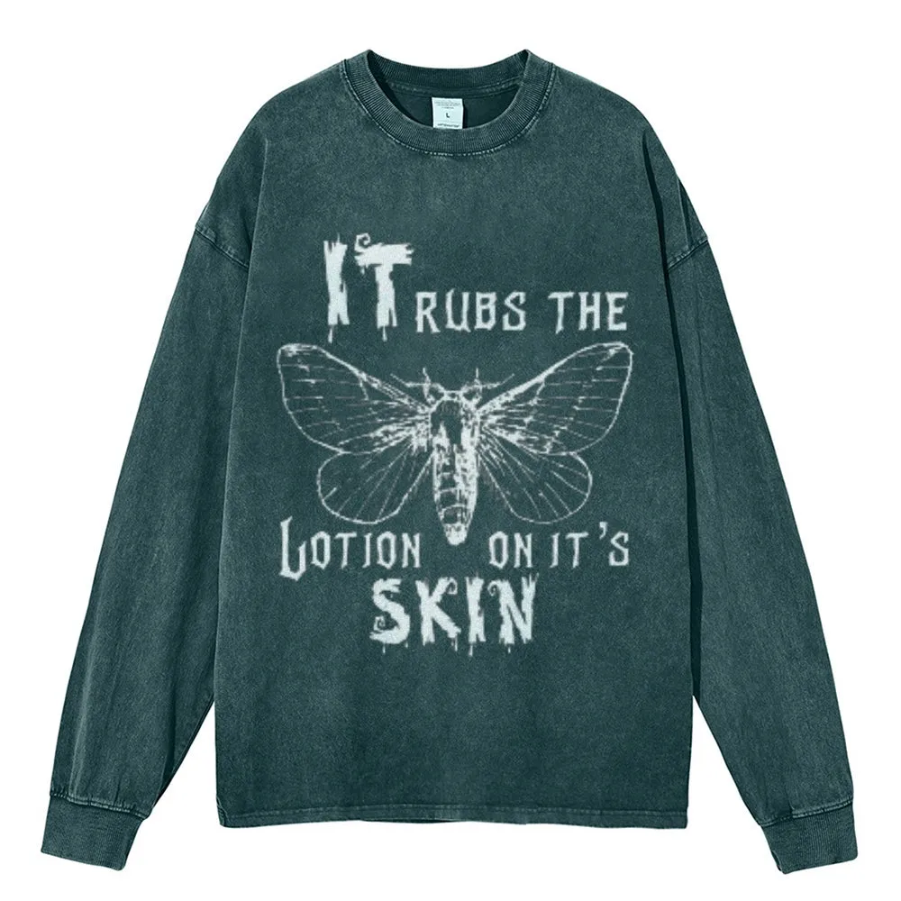 Oversized Vintage Washed Butterfly Graphic Sweatshirt