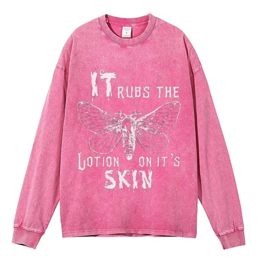 Oversized Vintage Washed Butterfly Graphic Sweatshirt