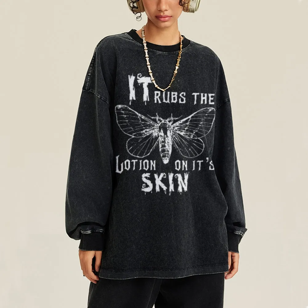 Oversized Vintage Washed Butterfly Graphic Sweatshirt