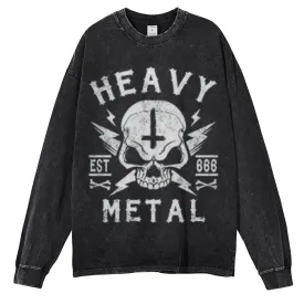 Oversized Vintage Washed Heavy Metal Skull Graphic Sweatshirt