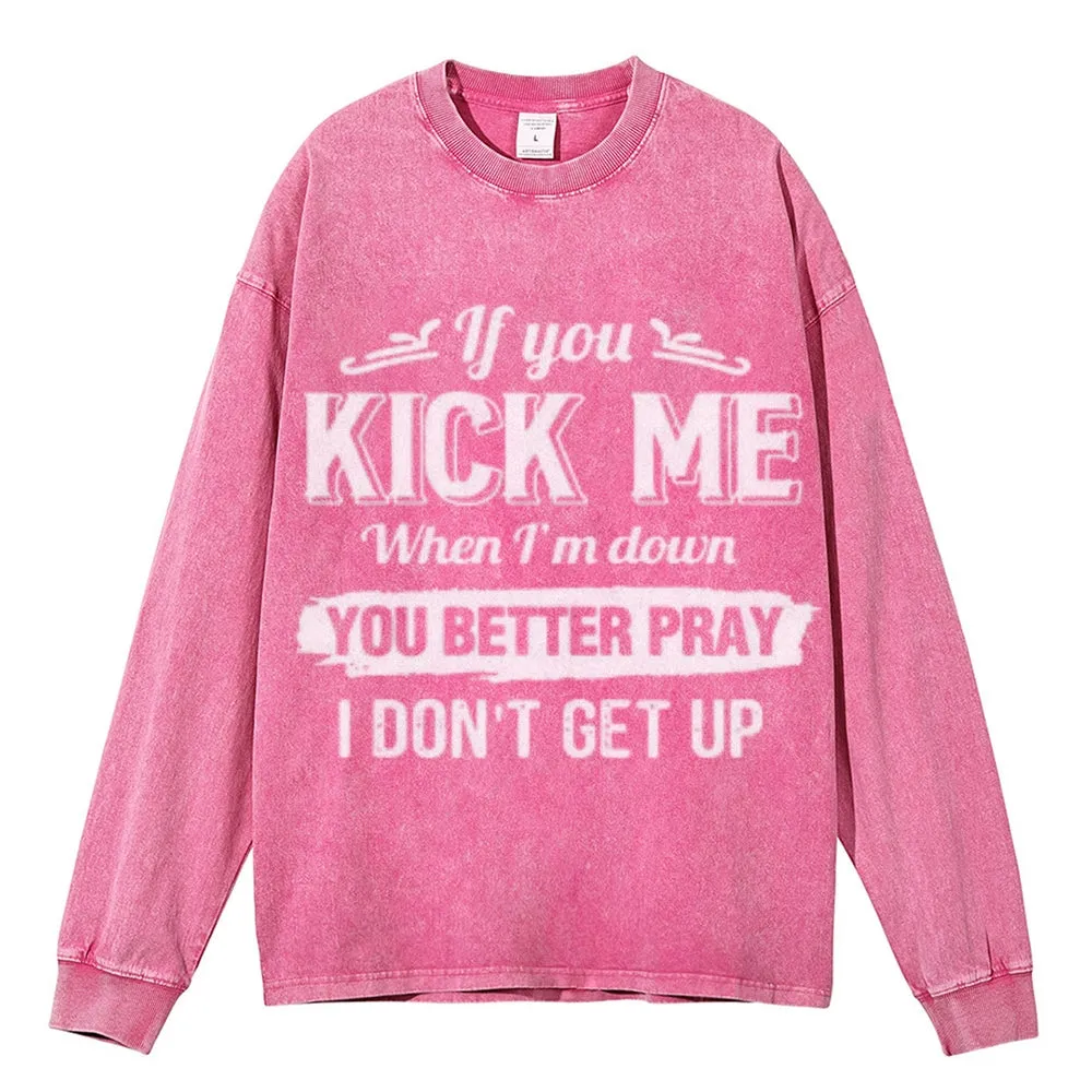 Oversized Vintage Washed  Inspire Slogan Letter Graphic Sweatshirt