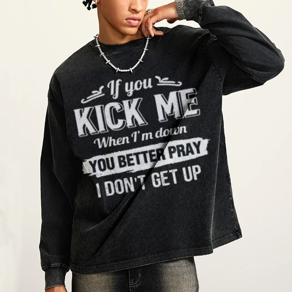 Oversized Vintage Washed  Inspire Slogan Letter Graphic Sweatshirt