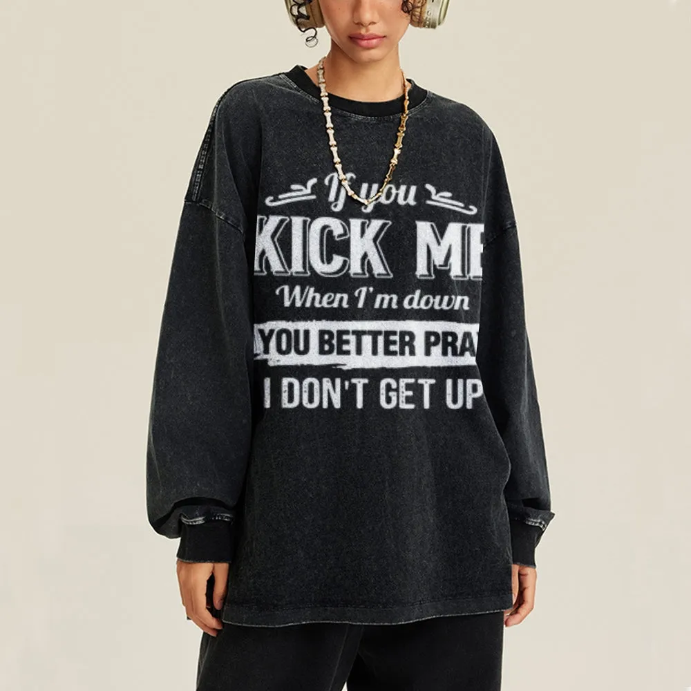 Oversized Vintage Washed  Inspire Slogan Letter Graphic Sweatshirt