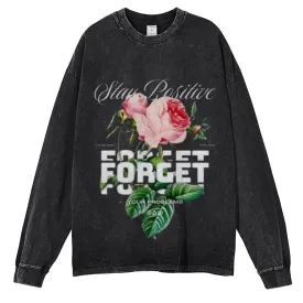 Oversized Vintage Washed Rose Slogan Graphic Sweatshirt