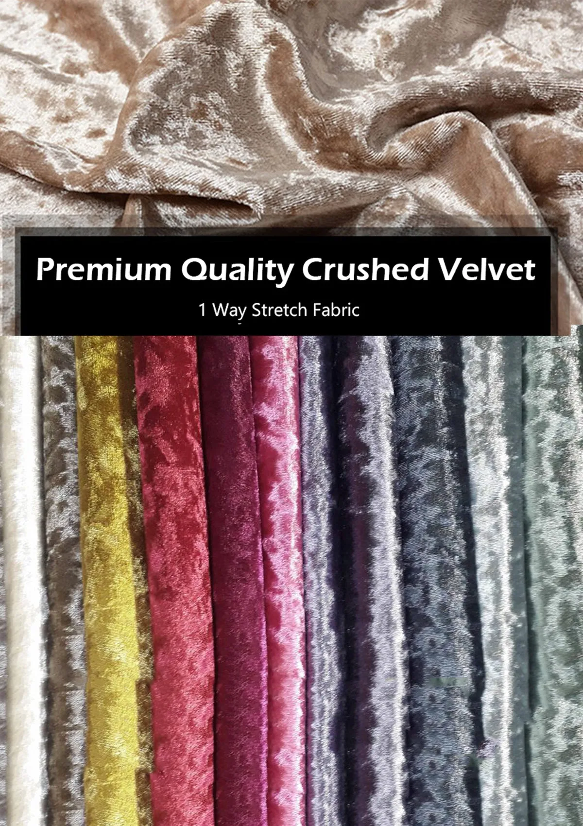 Oyster Premium Crushed Velvet 1 Way Stretch Fabric Dress Craft Wedding Cushion 60" - 150cm Wide Per Metre